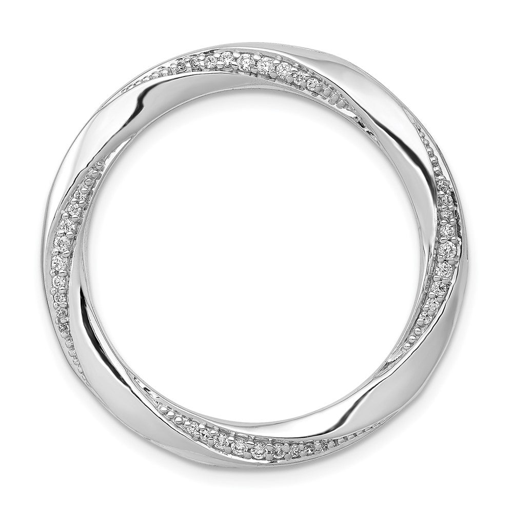 14k White Gold 1/5 carat Diamond Fancy Twist Circle Chain Slide, 0.18 ct