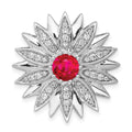 14k White Gold 3/8 carat Diamond and Ruby Flower Chain Slide, 1.38 ct