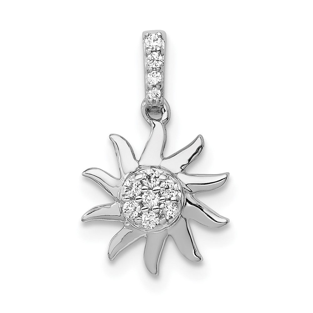 14k White Gold 1/15 carat Diamond Fancy Sun Pendant, 0.074 ct