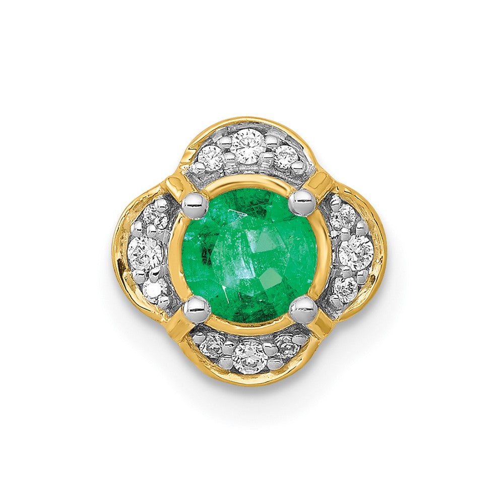 14k Diamond and .33 Emerald Fancy Chain Slide, 0.394 ct