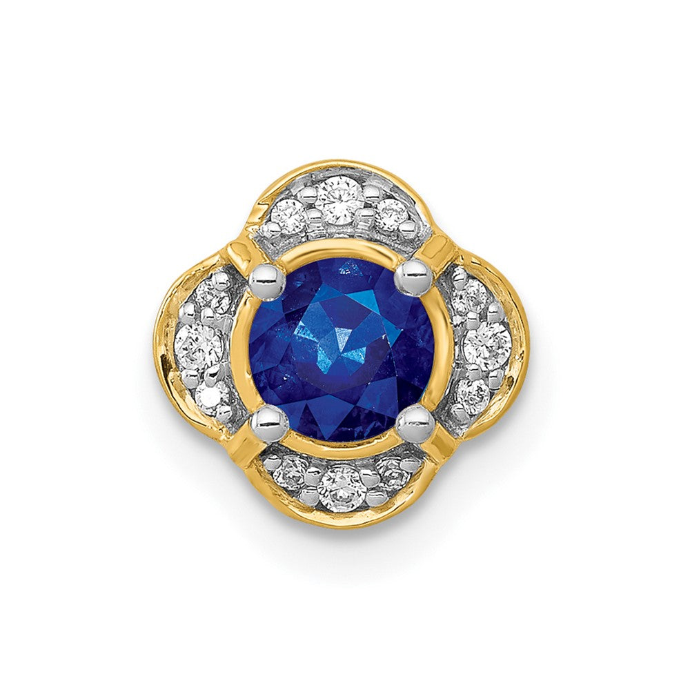14k Polished Diamond and .33 Sapphire Fancy Chain Slide, 0.724 ct