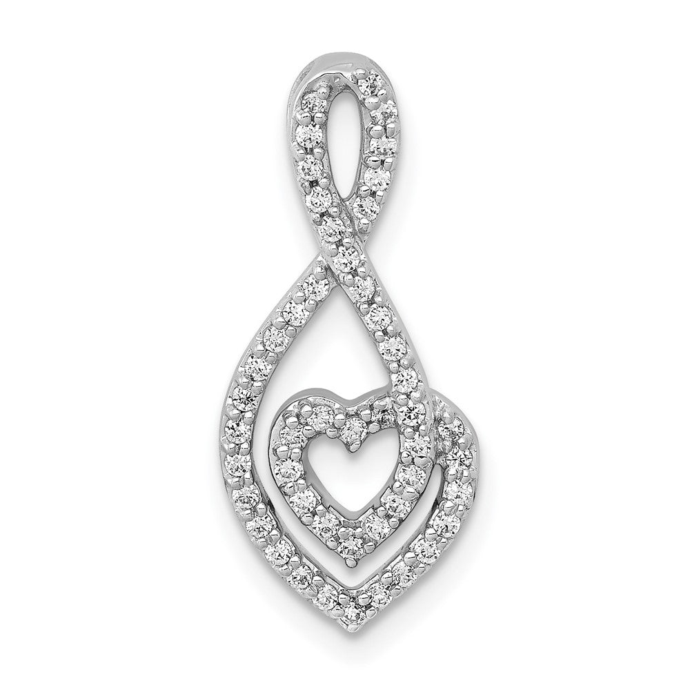 14k White Gold 1/4 carat Diamond Fancy Heart Infinity Chain Slide, 0.236 ct, 21 x 9 mm