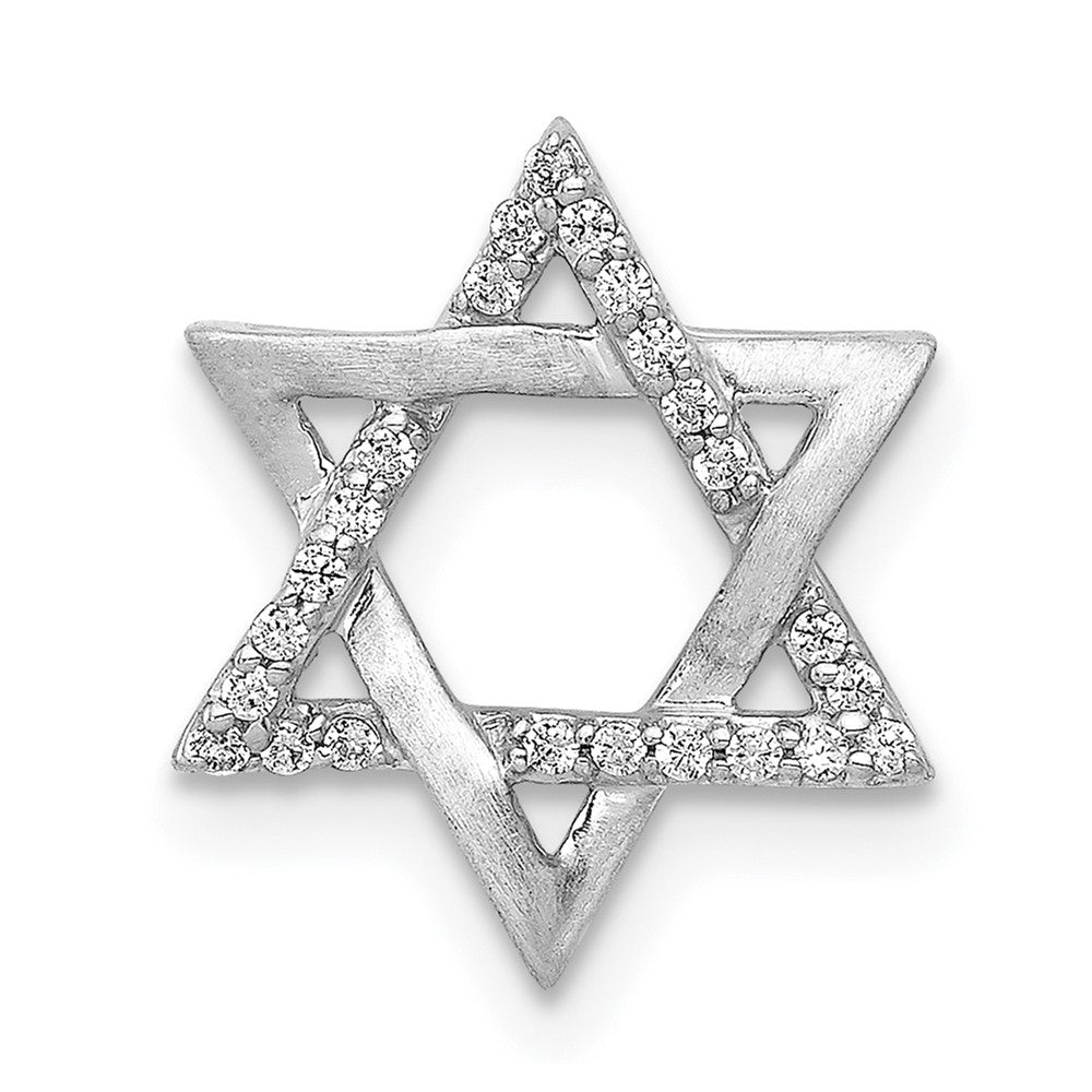 14k White Gold 1/10 carat Diamond Star of David Chain Slide, 0.096 ct, 13.3 mm