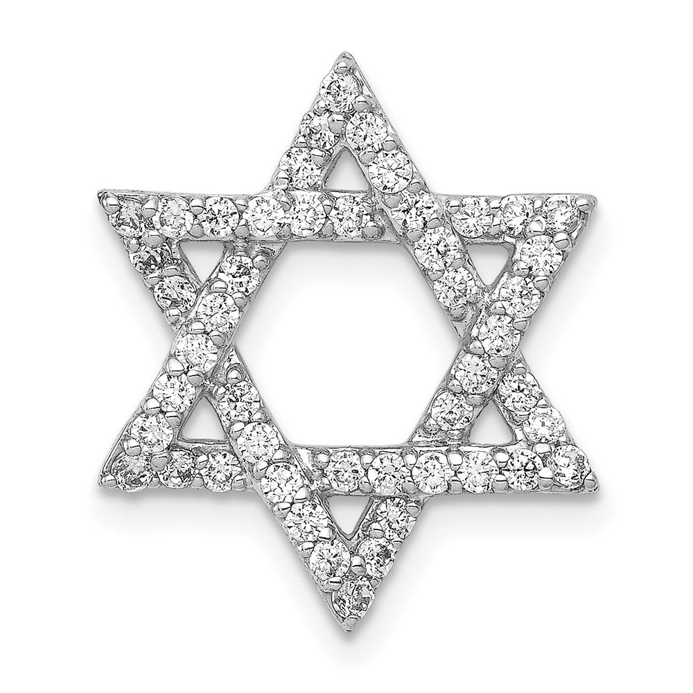 14k White Gold 1/2 carat Diamond Star of David Chain Slide, 0.492 ct, 18 x 15.5 mm