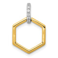 14k Two-tone 1/20 carat Diamond Fancy Hexagon Pendant, 0.04 ct