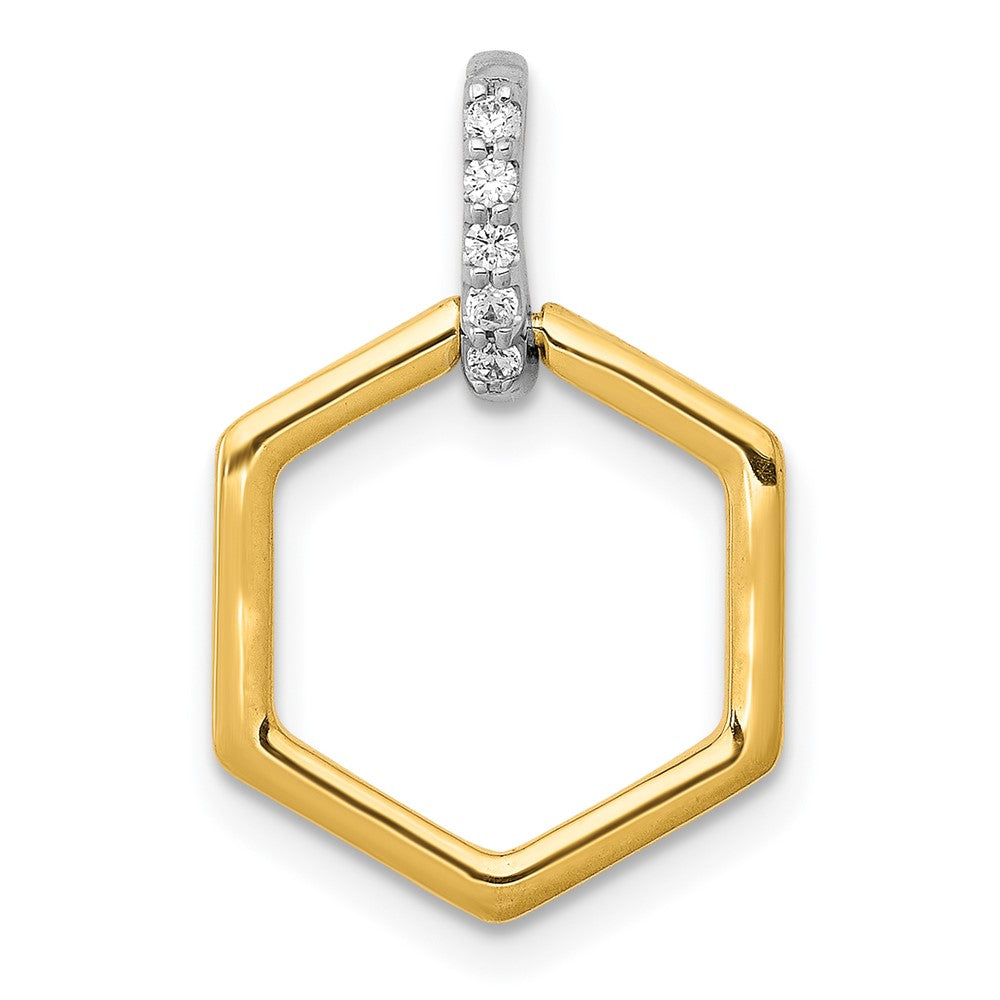 14k Two-tone 1/20 carat Diamond Fancy Hexagon Pendant, 0.04 ct