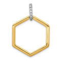 14k Two-tone 1/15 carat Diamond Fancy Hexagon Pendant, 0.072 ct