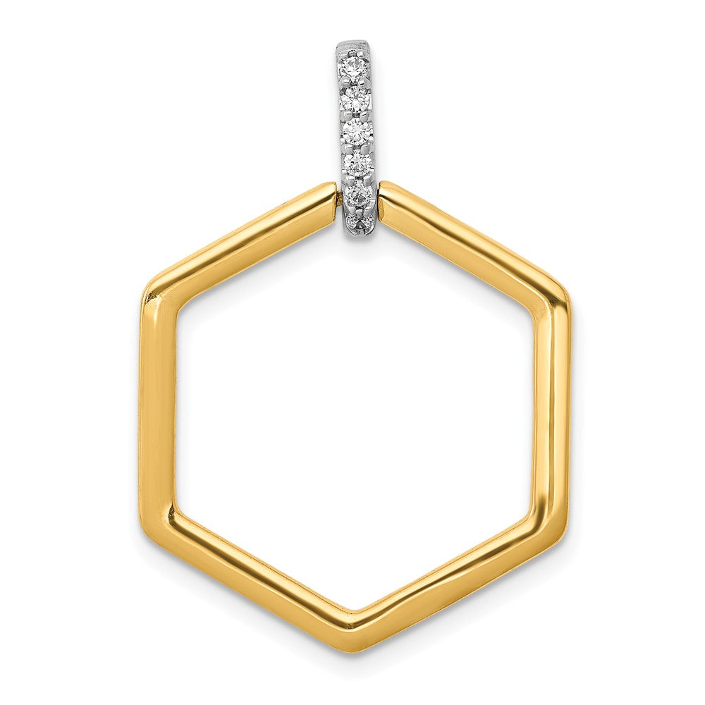 14k Two-tone 1/15 carat Diamond Fancy Hexagon Pendant, 0.072 ct