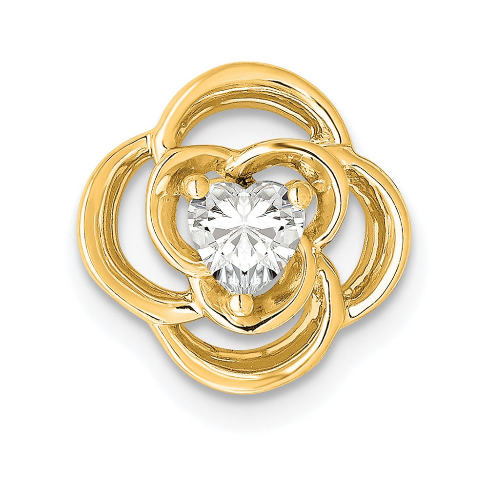 14k 1/4 carat Lab Grown Diamond VS/SI+ G+ Complete Flower Chain Slide Pendant, 0.25 ct, 11.45 x 11.45 mm