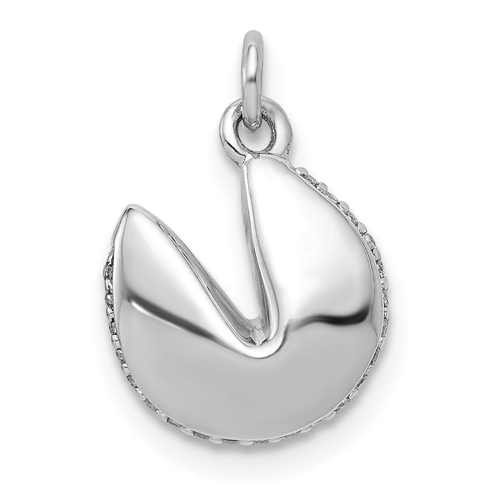 14k White Gold 1/15 carat Diamond Fortune Cookie Pendant, 0.066 ct