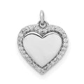 14k White Gold 1/10 carat Diamond Fancy Polished Heart Pendant, 0.093 ct, 10 x 9 mm