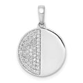 14k White Gold 1/4 carat Diamond Pave Half and Half Circle Pendant, 0.247 ct