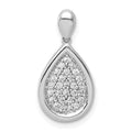 14k White Gold 1/4 carat Pave Diamond Fancy Teardrop Pendant, 0.244 ct