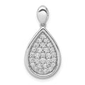 14k White Gold 1/2 carat Pave Diamond Fancy Teardrop Pendant, 0.48 ct
