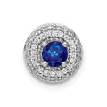 14k White Gold 1/4 carat Diamond and .25 Sapphire Halo Chain Slide, 0.748 ct