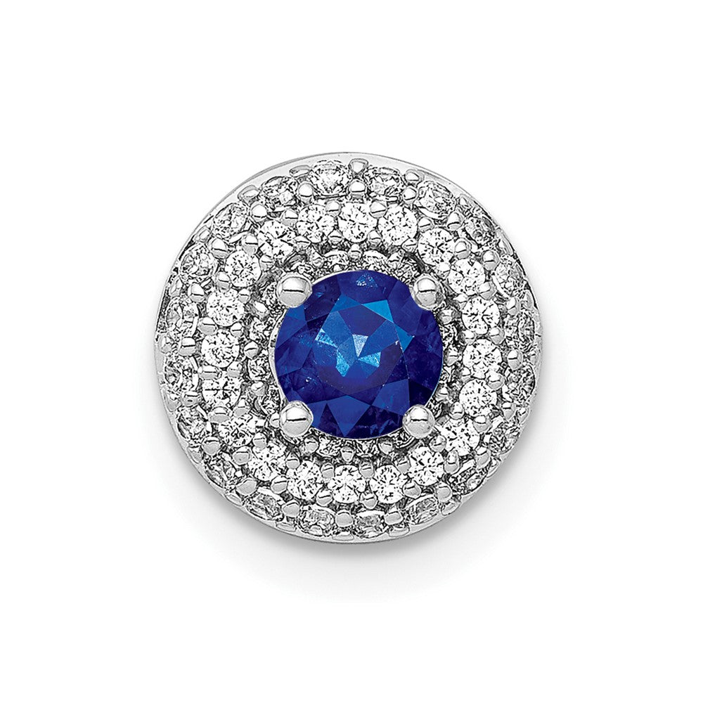14k White Gold 1/4 carat Diamond and .25 Sapphire Halo Chain Slide, 0.748 ct