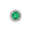 14k White Gold 1/20 carat Diamond and Emerald Halo Chain Slide, 0.306 ct