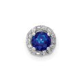 14k White Gold 1/20 carat Diamond and Sapphire Circle Halo Chain Slide, 0.306 ct
