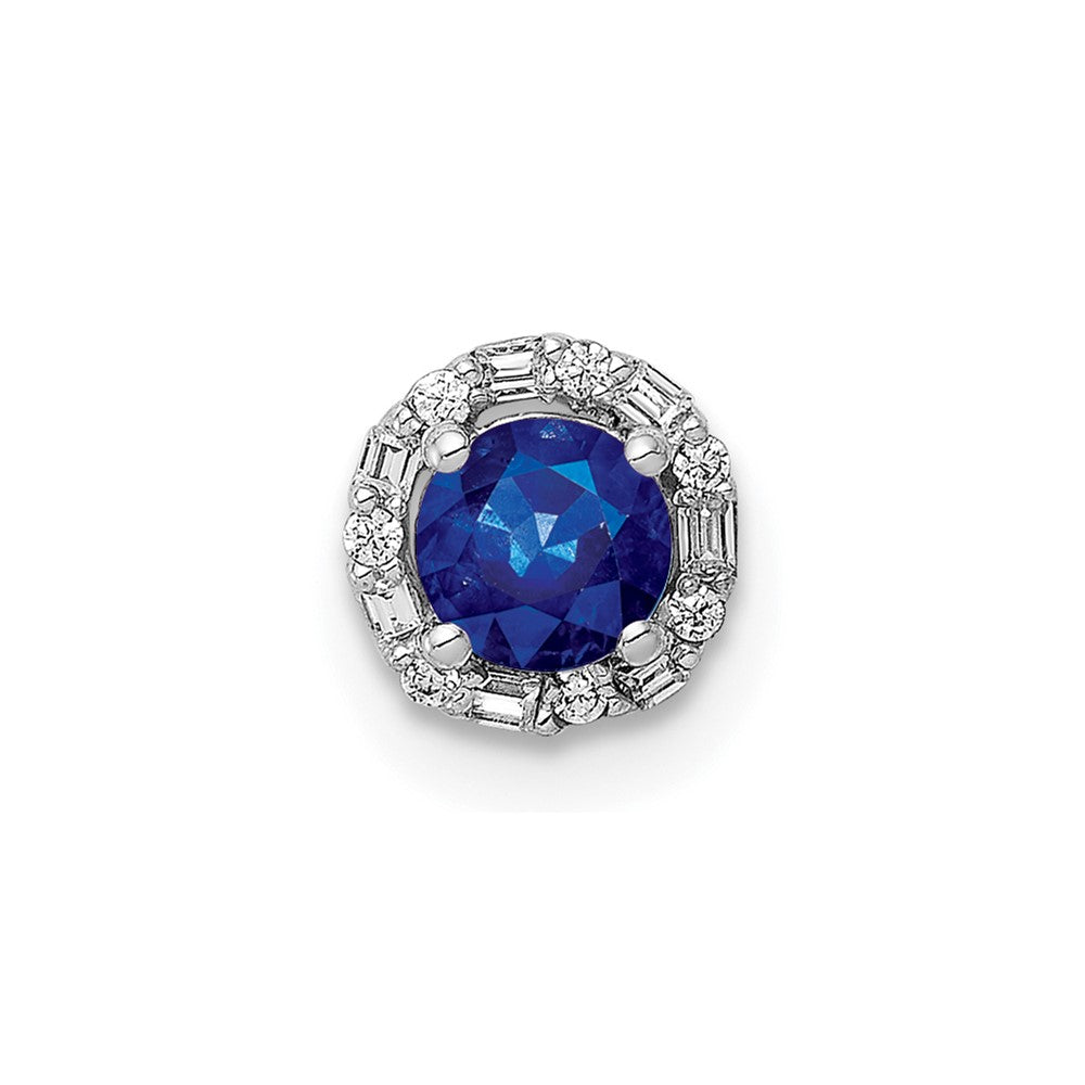 14k White Gold 1/20 carat Diamond and Sapphire Circle Halo Chain Slide, 0.306 ct