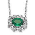 14k White Gold Diamond and Oval Emerald Fancy East-West 18 inch Necklace, 1.508 ct, 18 x 13 mm