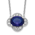 14k White Gold 1/5 carat Lab Grown Diamond VS/SI+ G+ and Created Sapphire Complete 18 inch Necklace, 1.59 ct, 18 x 14 mm