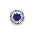 14k White Gold Diamond and .47 Sapphire Cabochon Halo Chain Slide, 1.025 ct, 7.7 x 7.7 mm
