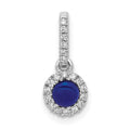 14k White Gold Diamond and Cabochon .47 Sapphire Halo Pendant, 1.034 ct, 15.7 x 6.5 mm