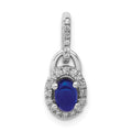 14k White Gold Diamond and Oval Cabochon Sapphire Halo Pendant, 0.835 ct