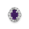 14k White Gold Diamond and 6x4mm Oval Cabochon Amethyst Halo Chain Slide, 0.864 ct, 8.9 x 7.8 mm