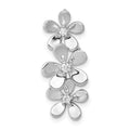 14k White Gold 1/10 carat Diamond Three Flower Chain Slide, 0.085 ct