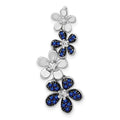 14k White Gold Diamond and .29 Sapphire Four Flowers Chain Slide, 0.703 ct, 29.7 x 12.6 mm