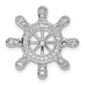 14k White Gold 1/4 carat Diamond Ship Wheel Pendant, 0.248 ct, 20.35 mm