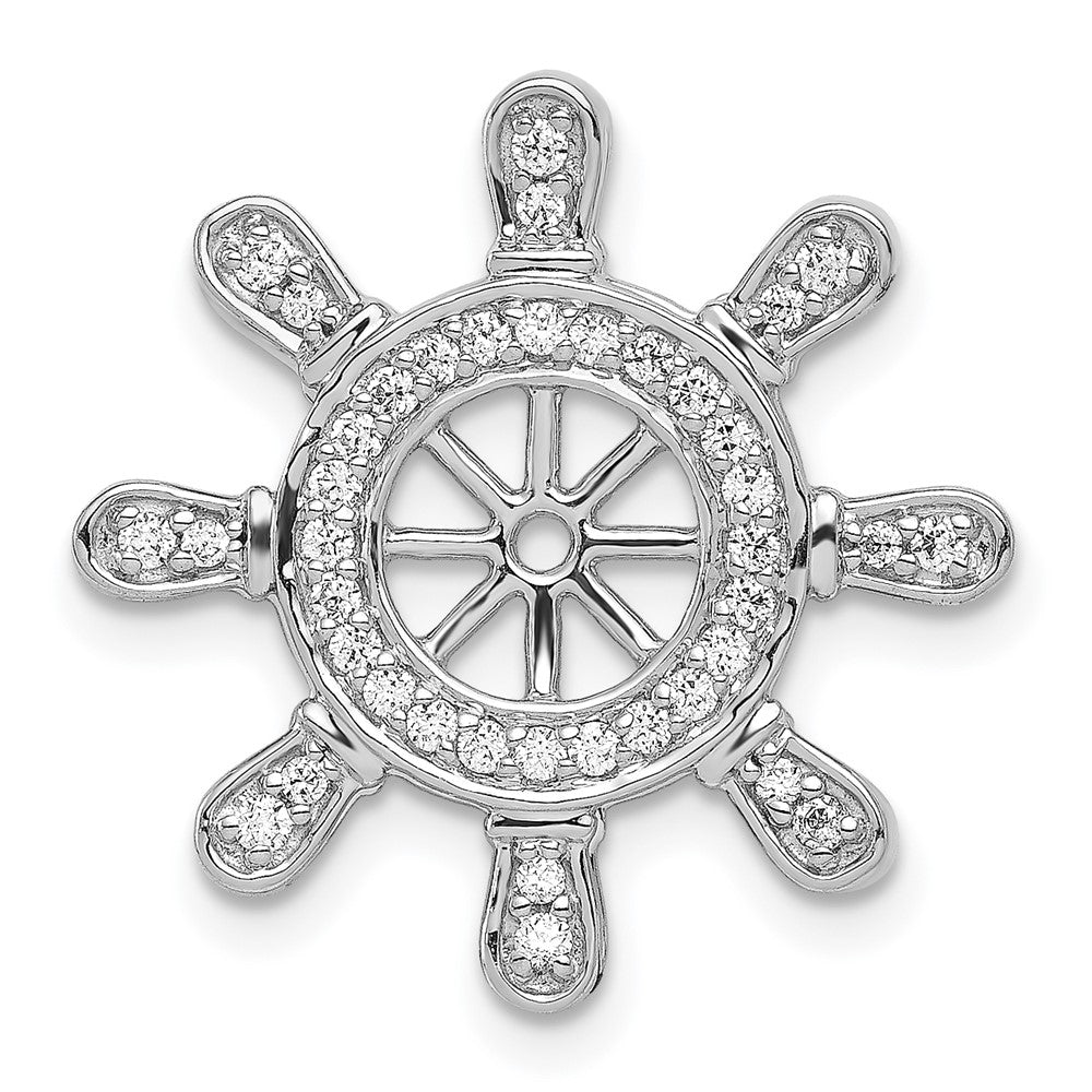 14k White Gold 1/4 carat Diamond Ship Wheel Pendant, 0.248 ct, 20.35 mm