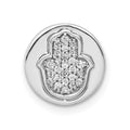 14k White Gold 1/10 carat Diamond Hamsa Round Chain Slide, 0.102 ct, 10.75 mm