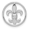 14k White Gold Diamond Fleur De Lis in Circle Chain Slide, 0.012 ct