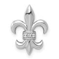 14k White Gold Diamond Fleur de Lis Chain Slide, 0.02 ct