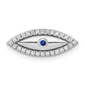 14k White Gold Diamond and Sapphire Evil Eye Chain Slide, 0.122 ct