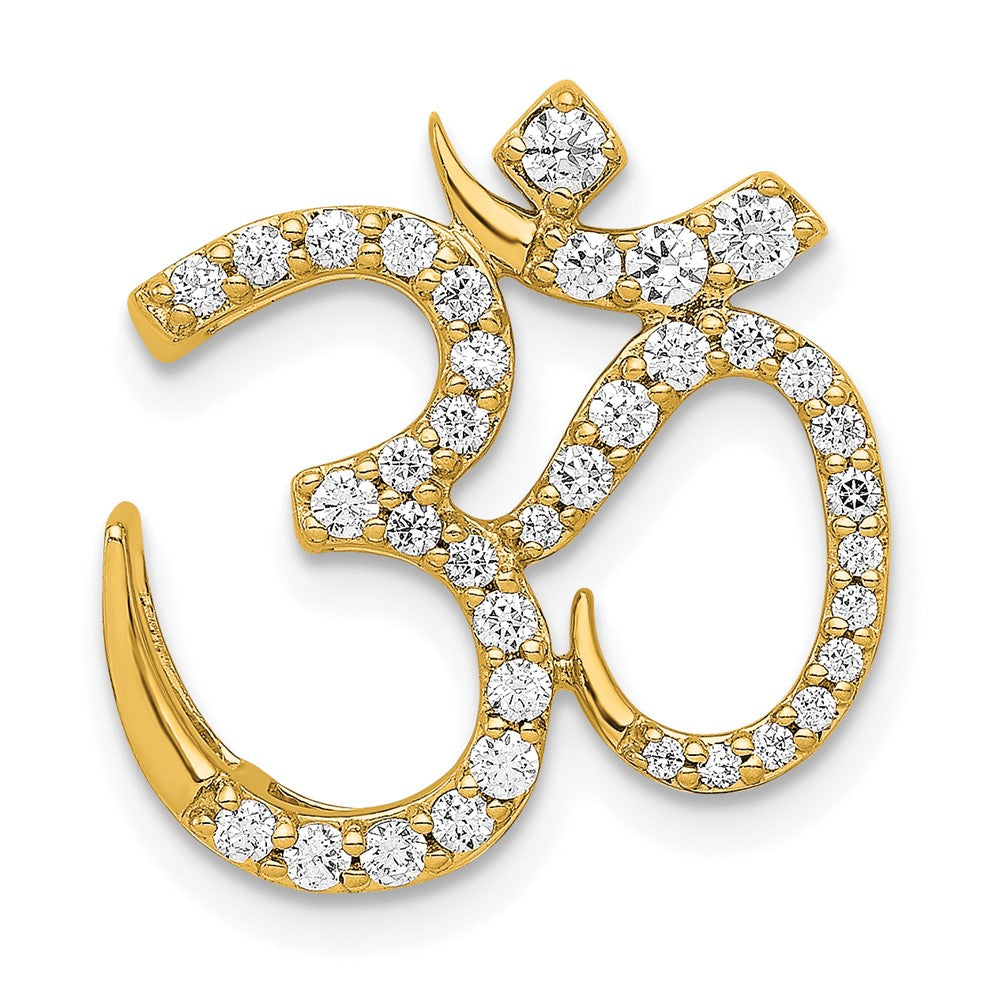 14k 3/8 carat Diamond Om Symbol Chain Slide, 0.423 ct, 17.5 x 16.55 mm