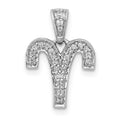 14k White Gold Diamond Aries Zodiac Pendant, 0.118 ct, 17 x 11.5 mm