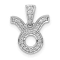 14k White Gold Diamond Taurus Zodiac Pendant, 0.118 ct, 15 x 12 mm