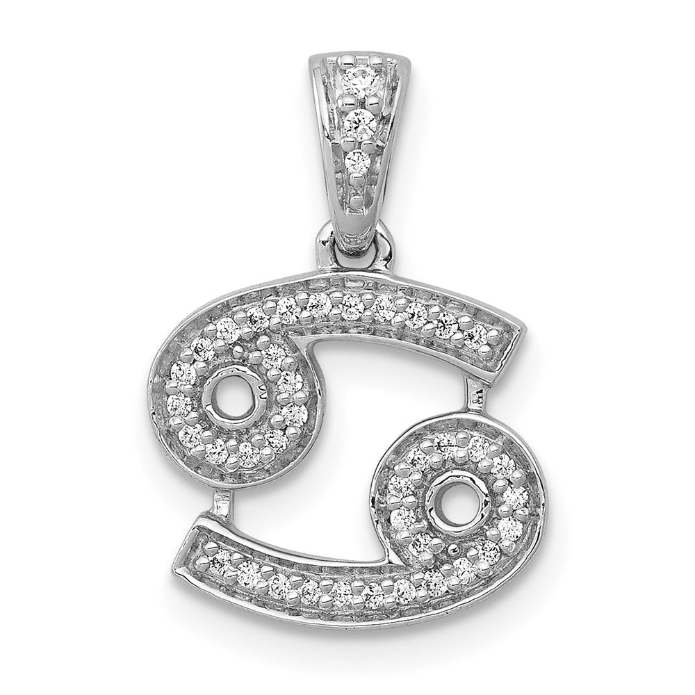 14k White Gold Diamond Cancer Zodiac Pendant, 0.13 ct, 18 x 12 mm