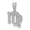 14k White Gold Diamond Virgo Zodiac Pendant, 0.127 ct, 17.5 x 10 mm