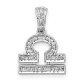 14k White Gold Diamond Libra Zodiac Pendant, 0.124 ct, 17 x 12 mm