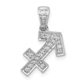 14k White Gold Diamond Sagittarius Zodiac Pendant, 0.126 ct, 19 x 12 mm