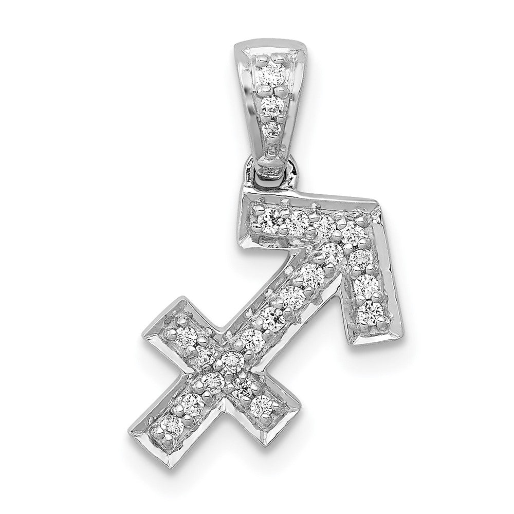 14k White Gold Diamond Sagittarius Zodiac Pendant, 0.126 ct, 19 x 12 mm