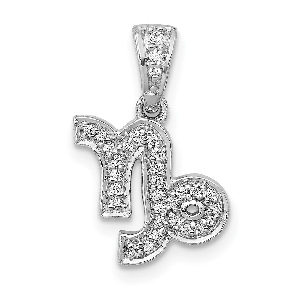 14k White Gold Diamond Capricorn Zodiac Pendant, 0.101 ct, 17 x 11 mm