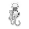 14k White Gold White and Black Diamond Big and Little Cats Chain Slide, 0.075 ct