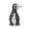 14k White Gold 1/5 carat Black Diamond Penguin Chain Slide, 0.216 ct, 16 x 8 mm