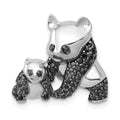 14k White Gold 3/8 carat Black Diamond Pandas Chain Slide, 0.384 ct, 17 x 18.5 mm
