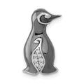 14k White Gold with Black Rhodium Diamond Penguin Chain Slide, 0.045 ct, 17 x 10.5 mm